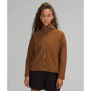 Lululemon Rippled Full Zip Womens Jacket Copper Brown Size 12 W3FC9S EUC Jersey